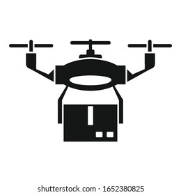 Drone shipping parcel icon. Simple illustration of drone shipping parcel vector icon for web design isolated on white background