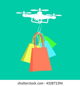 Drone shopping.Vector illustration