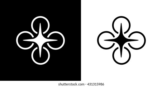 Drone sign icons set. Vector. Solid black
