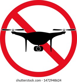 Drone sign. No drone zone. No fly zone. Sign isolated on white background, Vector illustration.