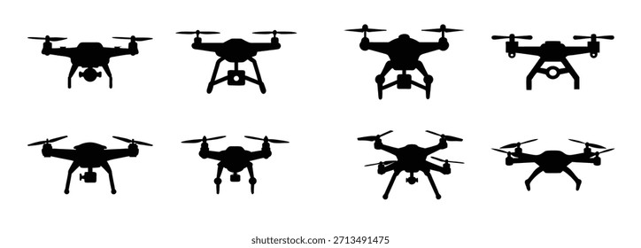 Drone Silhouette - Schwarzes Vektor Quadcopter Symbol mit Kamera