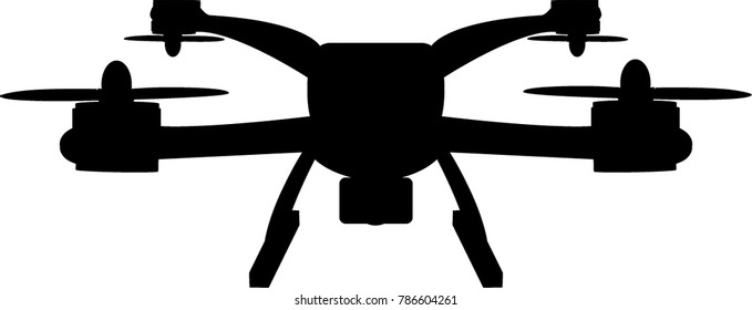 Drone silhouette black vector wireless small aircraft innovation on a white background