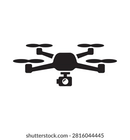 Drone Silhouette On White Background Aerial Vehicle Iconography