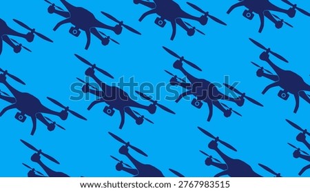 Drone Silhouette Seamless Pattern Quadrotor Outline Minimal Tech Background Design