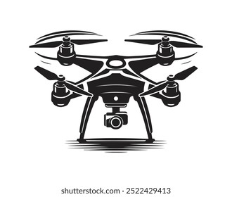 Drone silhouette vector illustration on white background