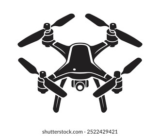Drone silhouette vector illustration on white background