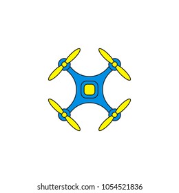 Drone simple color icon on white background. Vector symbol.