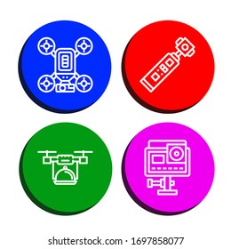 drone simple icons set. Contains such icons as Drone, Action camera, can be used for web, mobile and logo