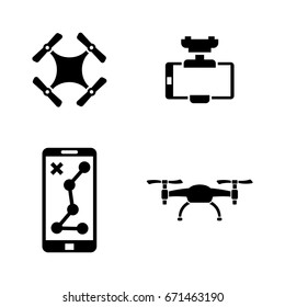 Drone. Simple Related Vector Icons Set for Video, Mobile Apps, Web Sites, Print Projects and Your Design. Black Flat Illustration on White Background.