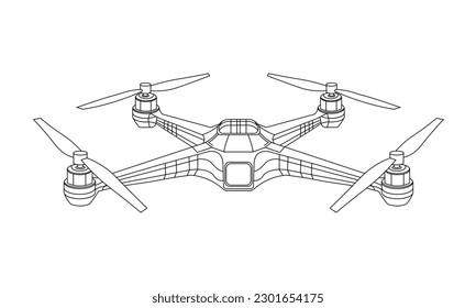 Drone sketch. quadcopter vector illustration isolated on white background