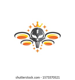 drone skull logo icon technology vector