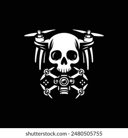 drone with skull vector logo design style template black and white 