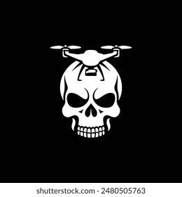 drone with skull vector logo design style template black and white 
