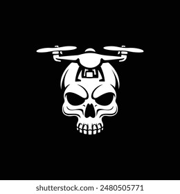 drone with skull vector logo design style template black and white 