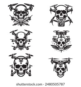 drone with skull vector logo design style template black and white 
