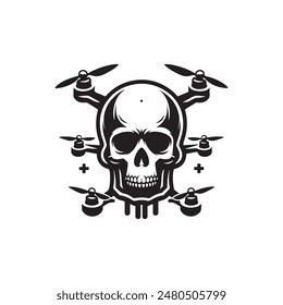 drone with skull vector logo design style template black and white 