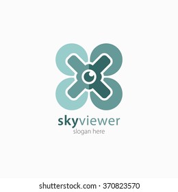 Drone Sky viewer icon, logo and template. Flat Style. Vector Illustration