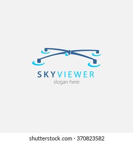 Drone Sky viewer icon, logo and template. Flat Style. Vector Illustration