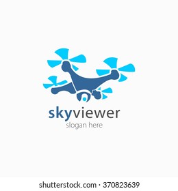 Drone Sky viewer icon, logo and template. Flat Style. Vector Illustration