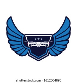 Drone sky vision photography logo icon vector