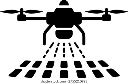 Drone spraying field icon - modern agriculture technology