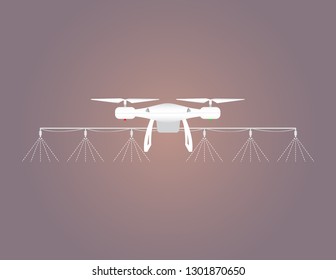 Drone sprays water isolated on background vector illustration