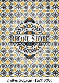 Drone Store arabesque style badge. arabic decoration.