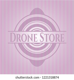 Drone Store badge with pink background