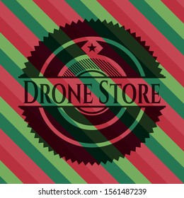 Drone Store christmas emblem. Vector Illustration. Detailed.