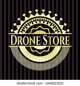 Drone Store golden emblem. Vector Illustration. Detailed.