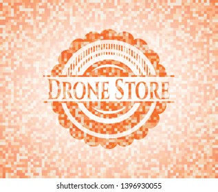 Drone Store orange mosaic emblem with background