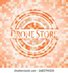 Drone Store orange mosaic emblem with background