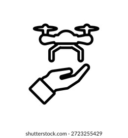 Icono de Asistencia de dron, gráficos de Vector de línea