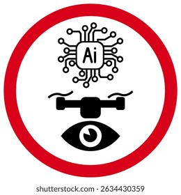 Drone Surveillance with AI Eye Symbol, Remote Monitoring Technology