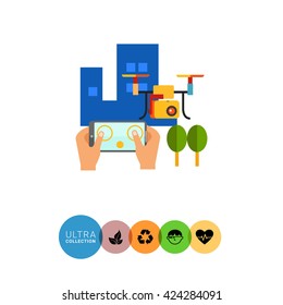 Drone surveillance flat icon