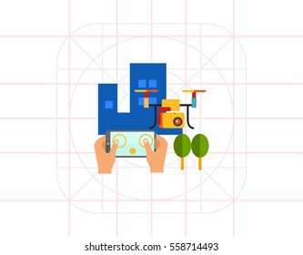 Drone surveillance flat icon