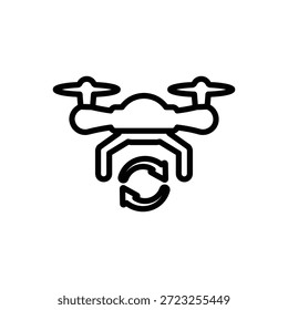 Icono de sincronización de drones, gráficos de Vector de línea