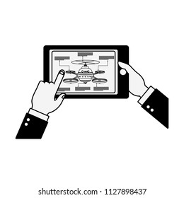 Drone tablet controllers in black and white