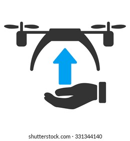 Drone Takeoff vector icon. Style is flat symbol, rounded angles, white background.