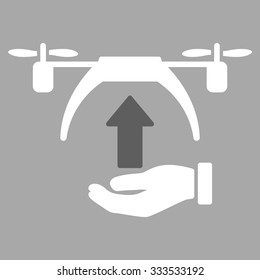Drone Takeoff vector icon. Style is bicolor flat symbol, dark gray and white colors, rounded angles, silver background.