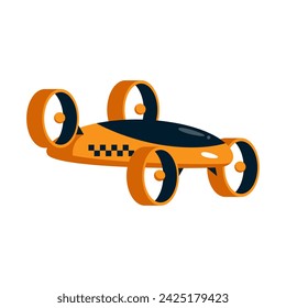 Drone Taxi. Flying car. Flat vector illustration isolated on white background.