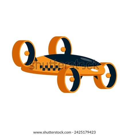 Drone Taxi. Flying car. Flat vector illustration isolated on white background.