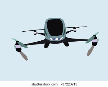 Drone Taxi Vector Illustration. Flying Drone.