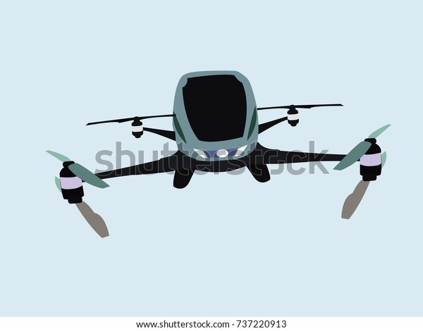Drone taxi vector\
illustration. Flying\
drone.