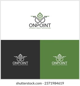 Logo de la agricultura de tecnología de drones. Plantilla del logotipo Drones para la agricultura aislados en fondo blanco