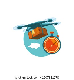 drone technology with box carton and chronometer