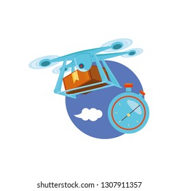 drone technology with box carton and chronometer
