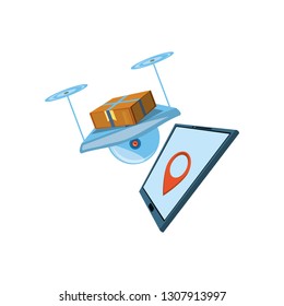 drone technology with box carton and tablet