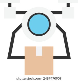 Drone Technology Camera Icon Vector FLat Illustration