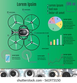 Drone technology design, vector illustration. Infographic concept